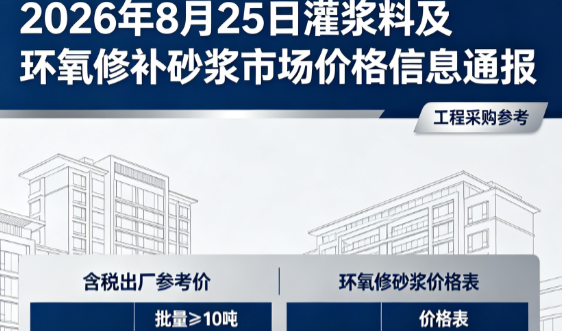 塔城2026年8月25日灌浆料及环氧修补砂浆市场价格信息通报